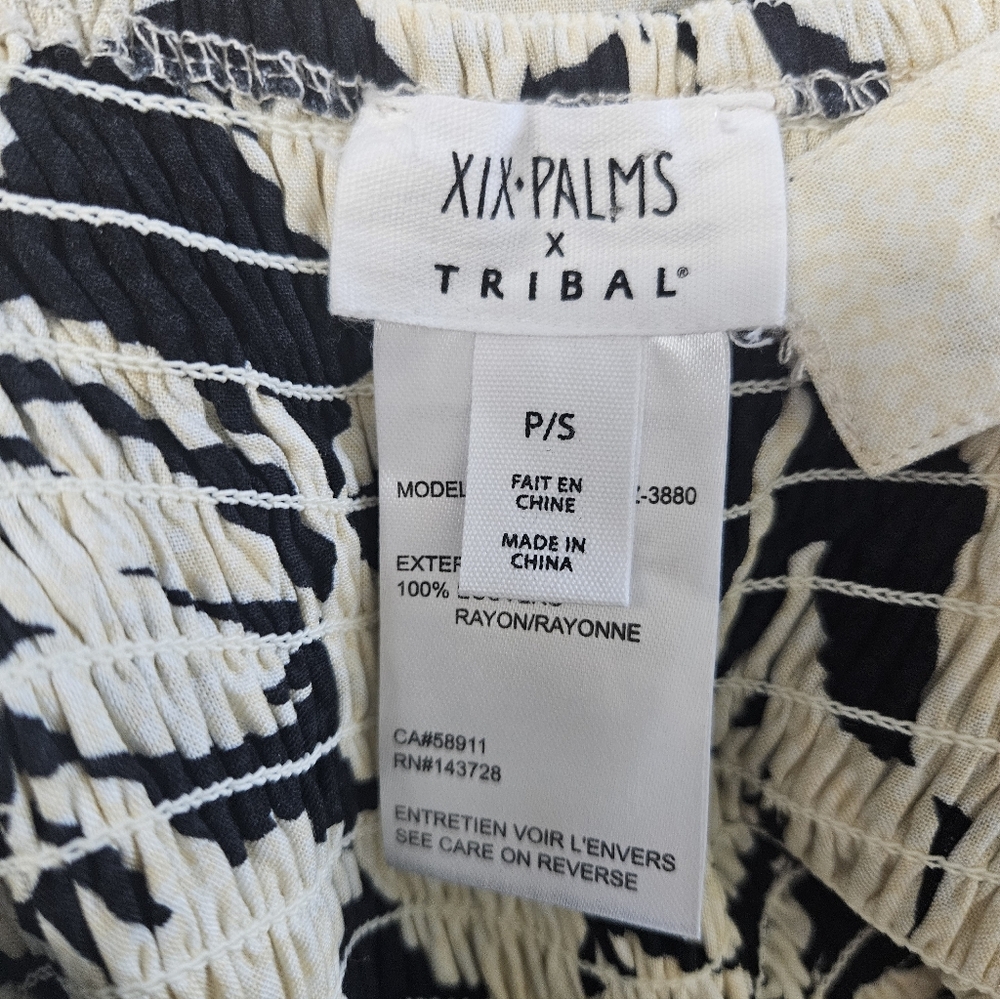 XIX Palms X Tribal Wailea Jumpsuit Tropical Black White Leaves Tank Adjustable S - Picture 9 of 10